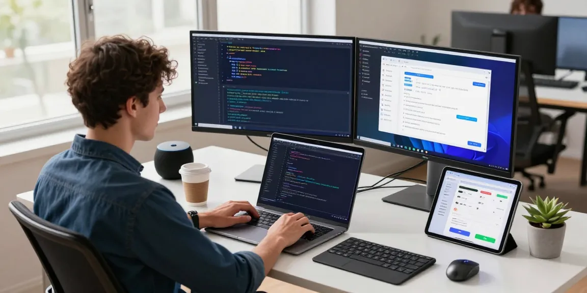 Developer coding innovative AI chat solutions with crushonai in a modern workspace.